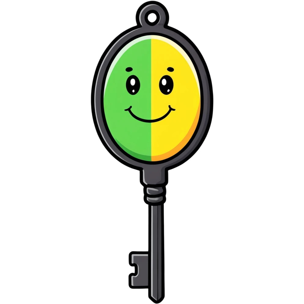 cute key character with smiling face emoji