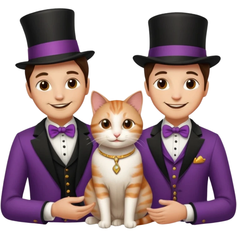magician couple and their pet cat emoji