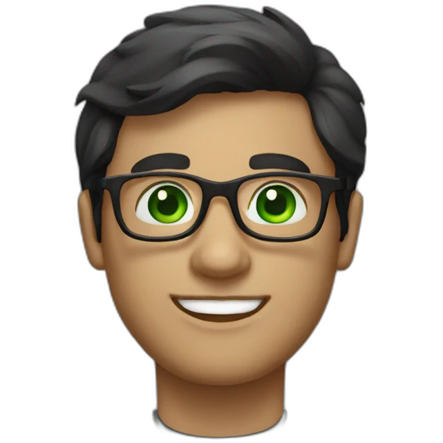 IT guy in round glasses with green eyes and dark hair emoji