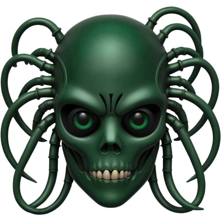 HR giger, wires, dark green, black flesh, head. dark black bones and skin emoji