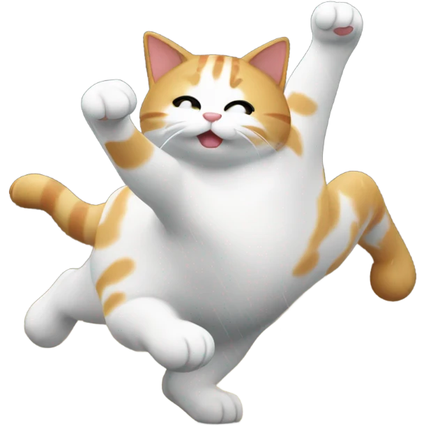 a chunky white and ginger cat dancing in the rain  emoji