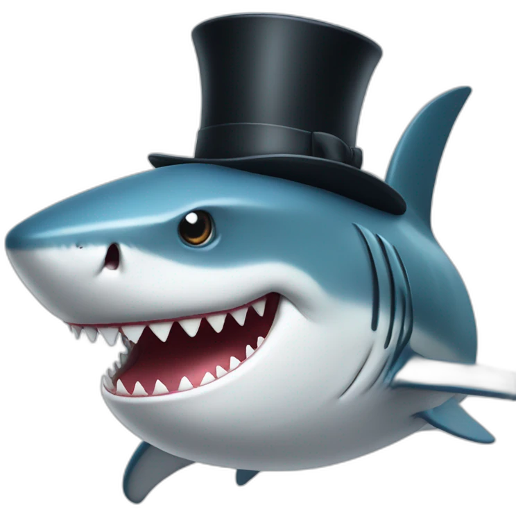 Shark with a top hat emoji