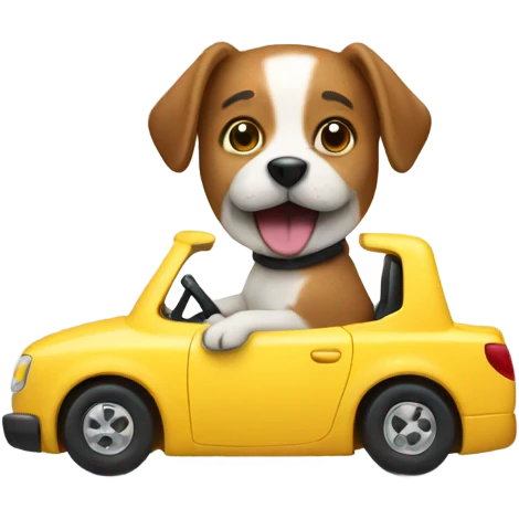 Dog driving car emoji