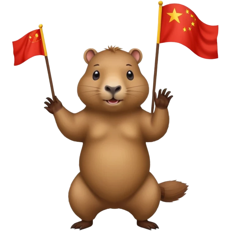 Capybara juggling chinese flag emoji