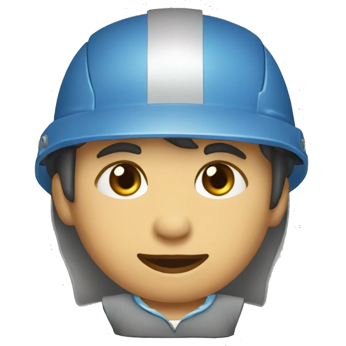 Niño muy gordo vestido de construccion con casco emoji