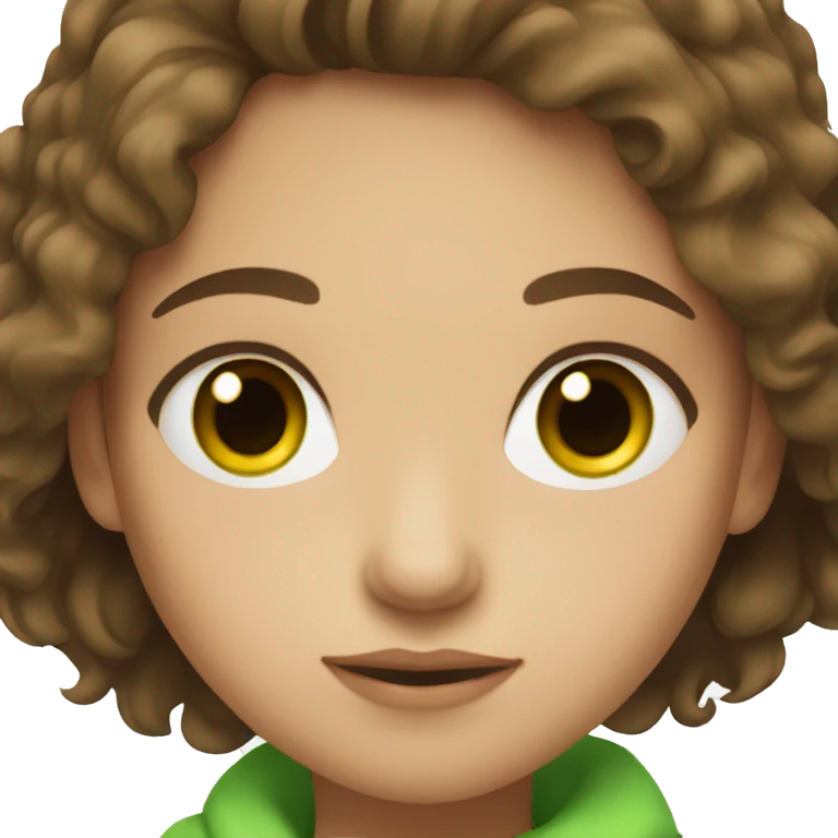 Brown hair girl with green eyes emoji