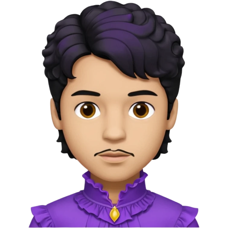 Prince Rogers Nelson olive skin, black hair, brown eyes, purple outfit emoji