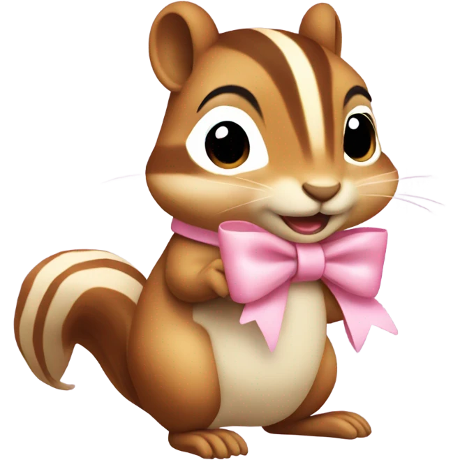 Chipmunk with light pink bow emoji