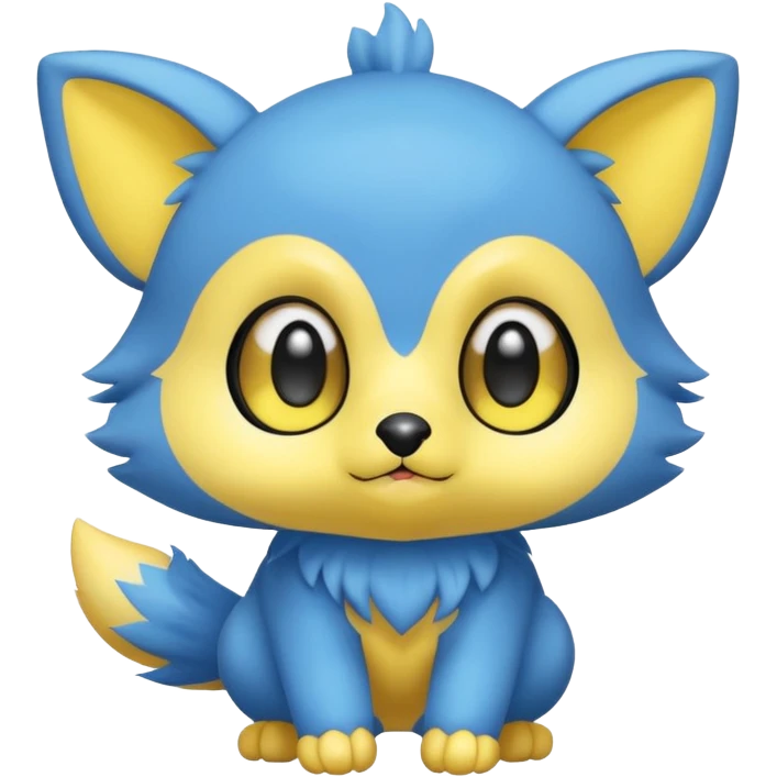 Cute cool blue yellow animal hybrid Fakemon full body emoji