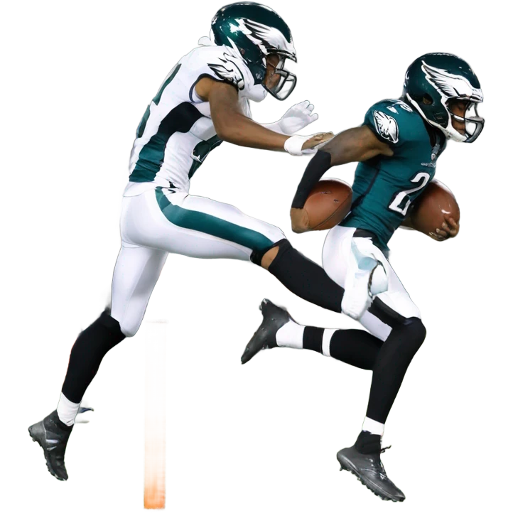 Jayden Daniels hurdling an eagles player emoji