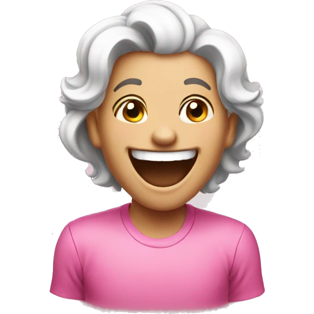 laughing in pink emoji