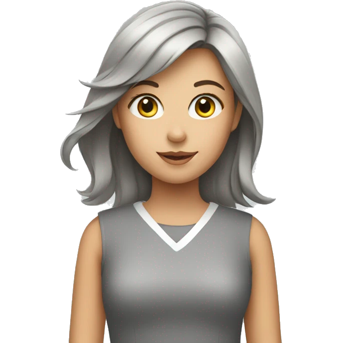 girl in a gray dress with road markings emoji