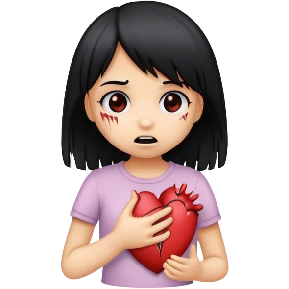 A little emo girl ripping out her own heart emoji
