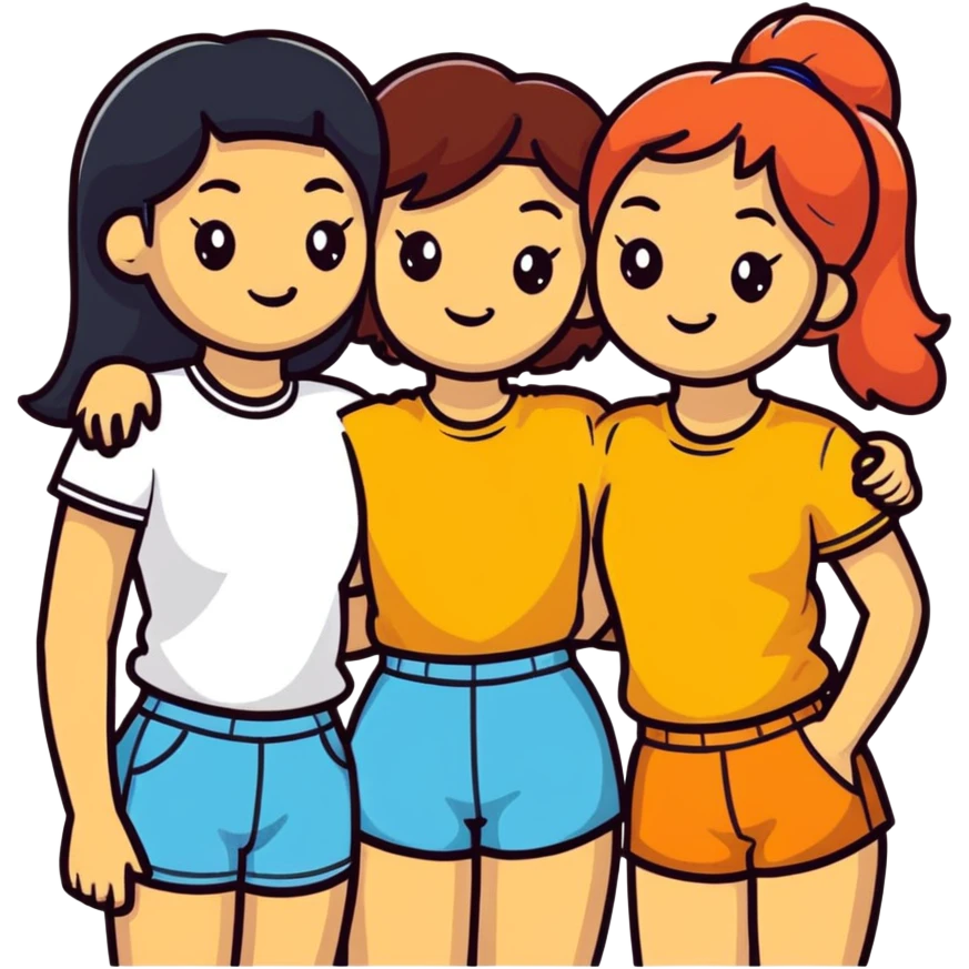 Four diverse female best friends posing together emoji
