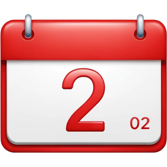 calendar with number 2 red top emoji