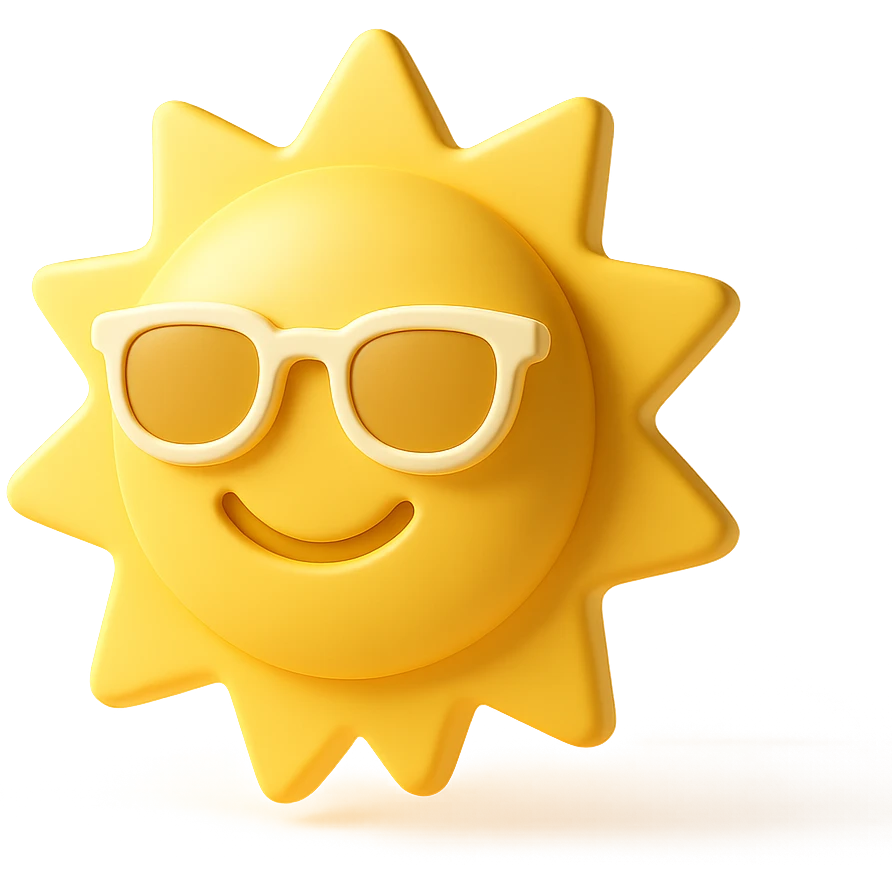 A happy sun with sunglasses. emoji