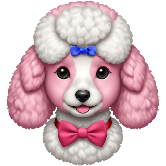 Poodle with red bow tie, portrait emoji