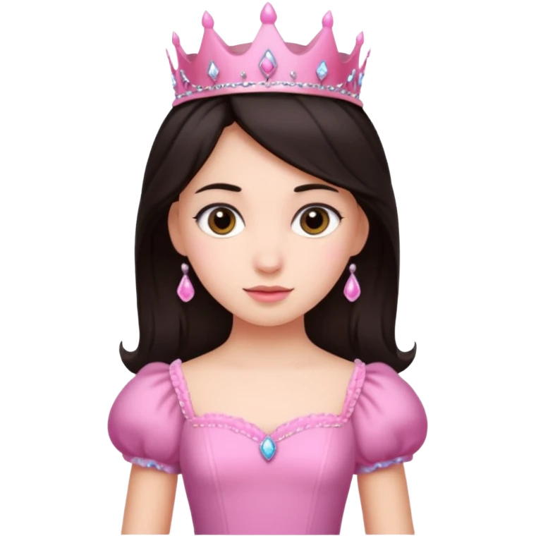 chica vestida de princesa con vestido rosa , piel blanca , pelo oscuro emoji