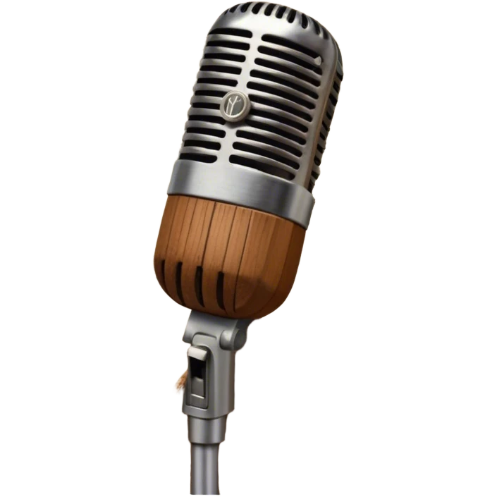 Create a traditional and warm emoji representing folk singing, using a humanless collage. The design should feature a rustic wooden microphone or an old-fashioned folk instrument like a balalaika, gusli, or a domra, placed alongside traditional elements such as a hand-woven scarf or a wooden flute. Include natural, earthy details like wildflowers, musical notes, and rustic textures, evoking the feeling of folk music in its purest form. Use warm, earthy colors like brown, gold, red, and green to create a cozy and organic vibe. The background should be transparent. emoji