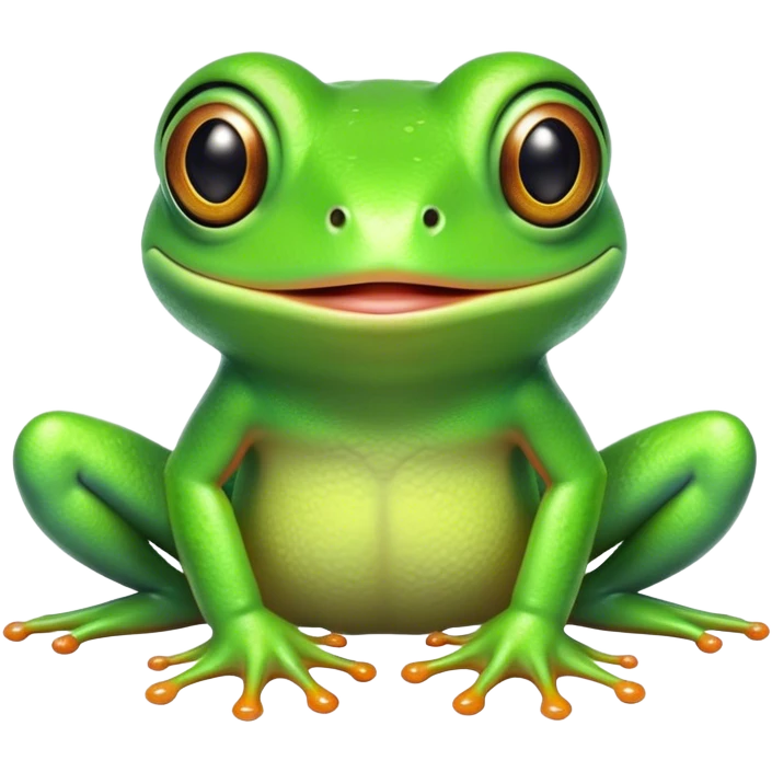 Cinematic Comical Green Tree Frog Portrait Emoji, Head tilted dramatically with an exaggeratedly amused expression, featuring a small, vibrant green body with wide, comically expressive eyes and quirky, textured skin, Simplified yet hilariously expressive features, highly detailed, glowing with a slightly sassy jungle glow, high shine, dramatic yet playful, stylized with an air of cheeky tropical mischief, soft glowing outline, capturing the essence of a meme-worthy green tree frog that looks ready to leap its way into viral fame! emoji