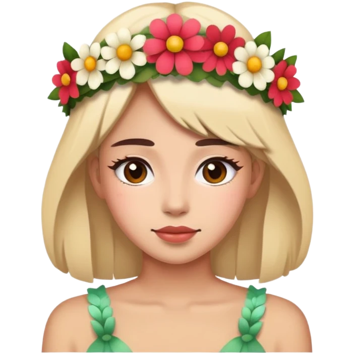 nữ, đầu cài vòng hoa emoji