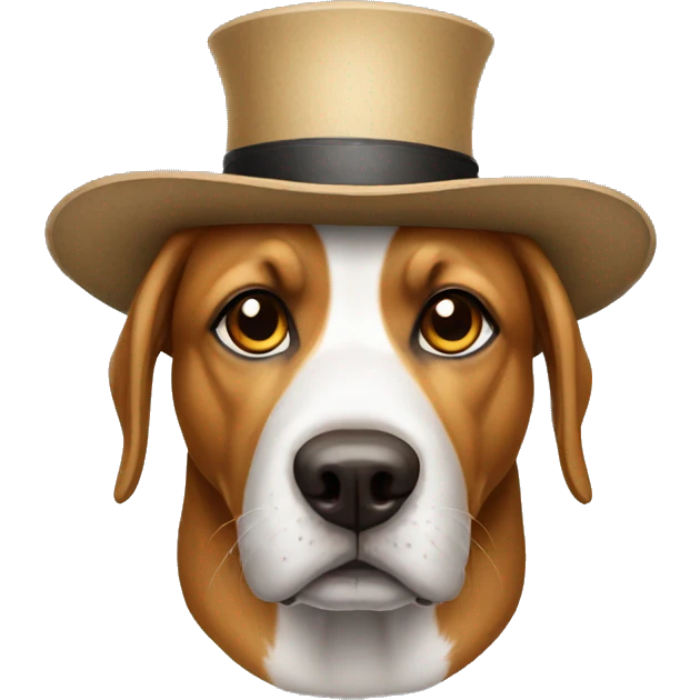 Serious dog with a hat emoji
