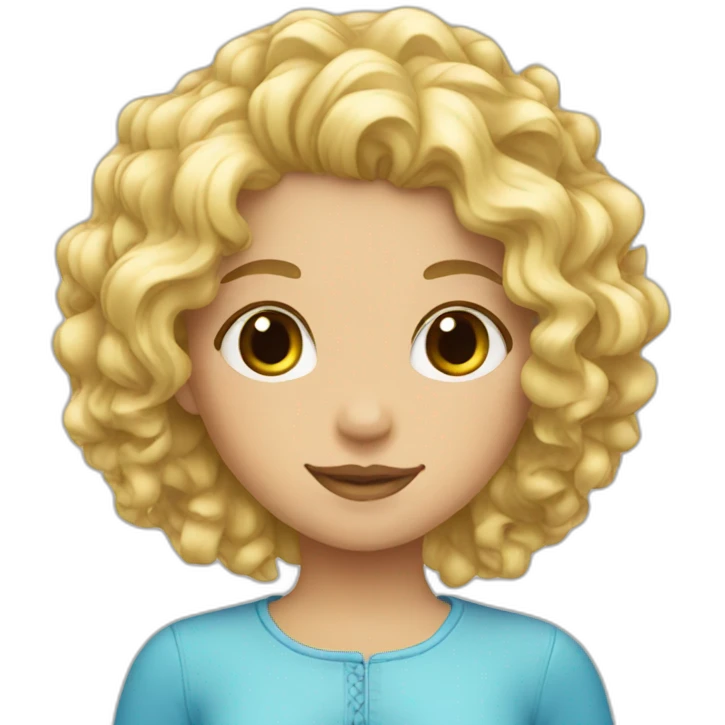 Girl with blond curly hear and blue ices emoji