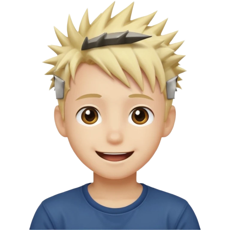Naruto Anime style happy boy head emoji