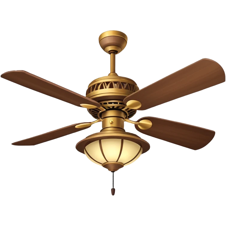 Ceiling Fan – wide-blade wooden fan spinning gently above lantern lights. emoji