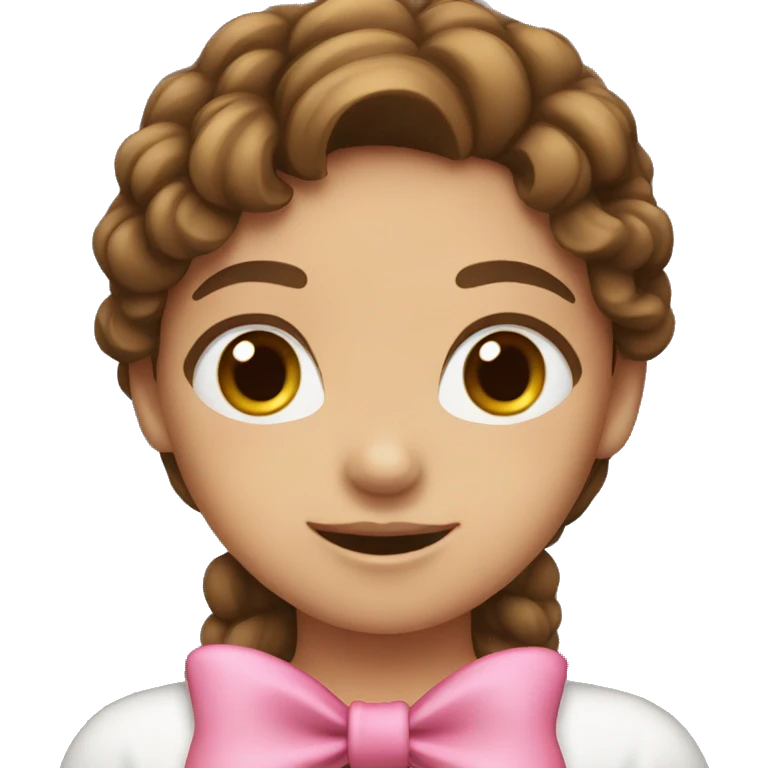 a girl with brown hair with a pink bow emoji