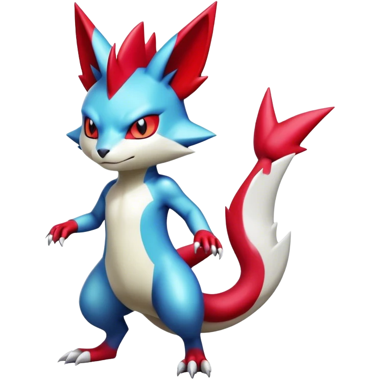 Cool Shiny Colorful Digimon-Sneasel-Zangoose-hybrid full body emoji