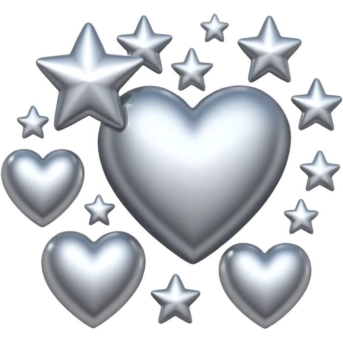 Silver hearts and stars emoji