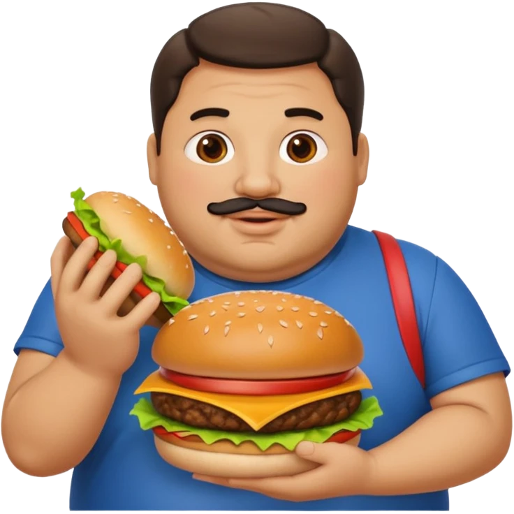 fat guy holding burger emoji