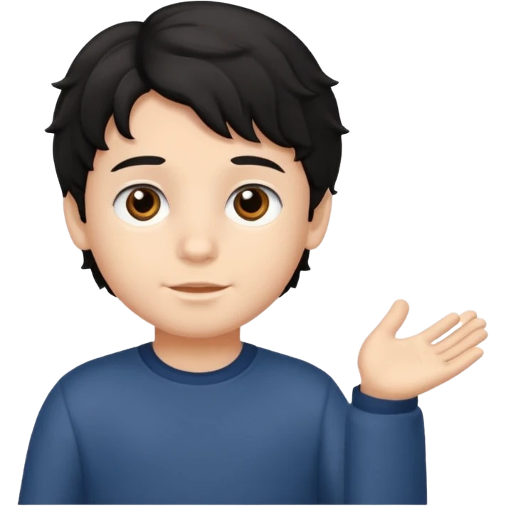 Siyah dalgalı saçlı kahveringi gözlü kücük erkek çocuk emoji