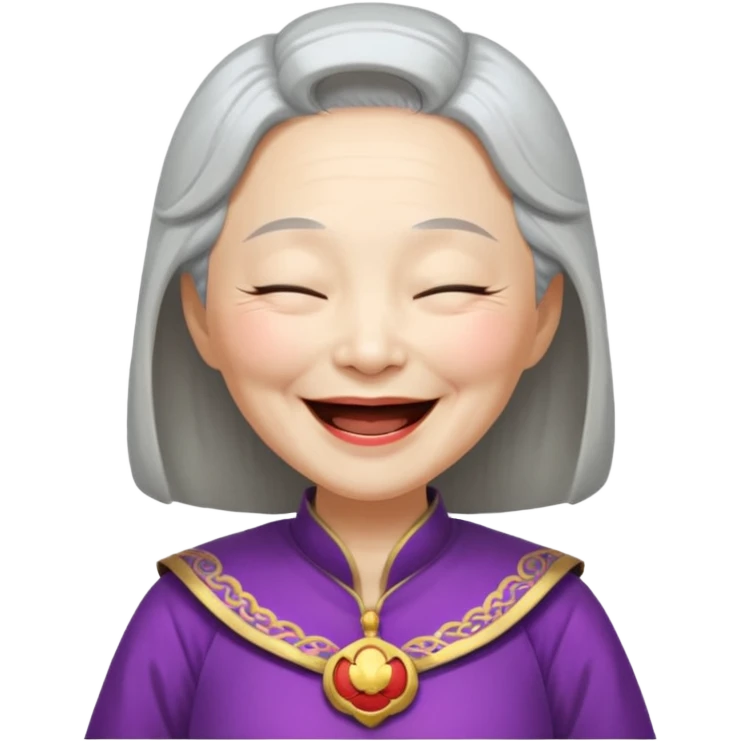 old Chinese superwoman laughing with closed eyes emoji