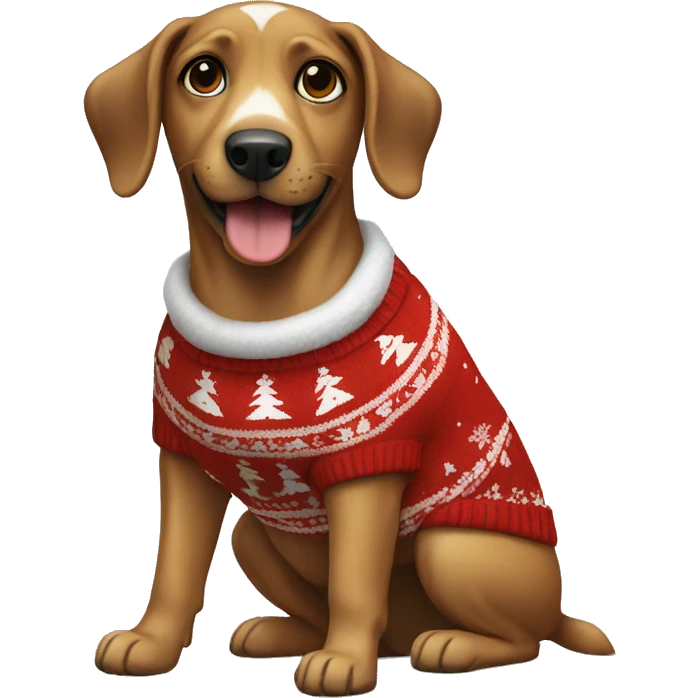 dog wearing a christmas sweater emoji