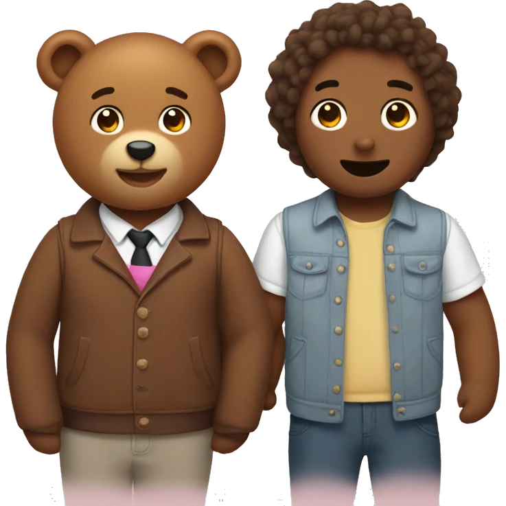Gay couple with a brown teddie bear emoji