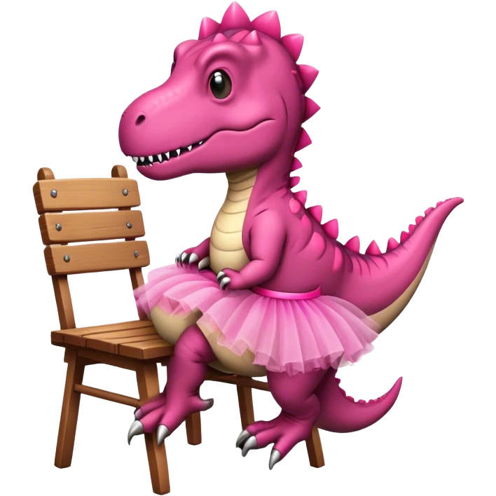 T-Rex en tutu sur une chaise ￼ emoji
