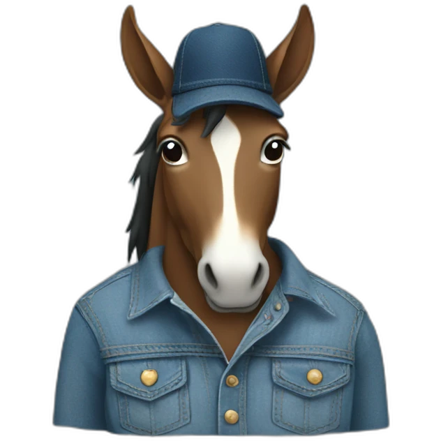 Mule wearing denim emoji