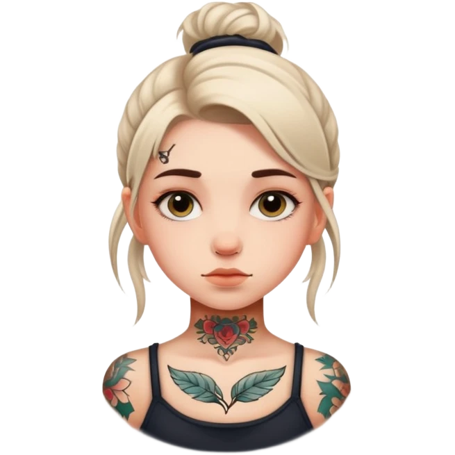naked young girl with tattoo with name ANTON emoji