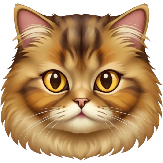 Persian cat with light chocolate tortoiseshell fur and golden eyes emoji