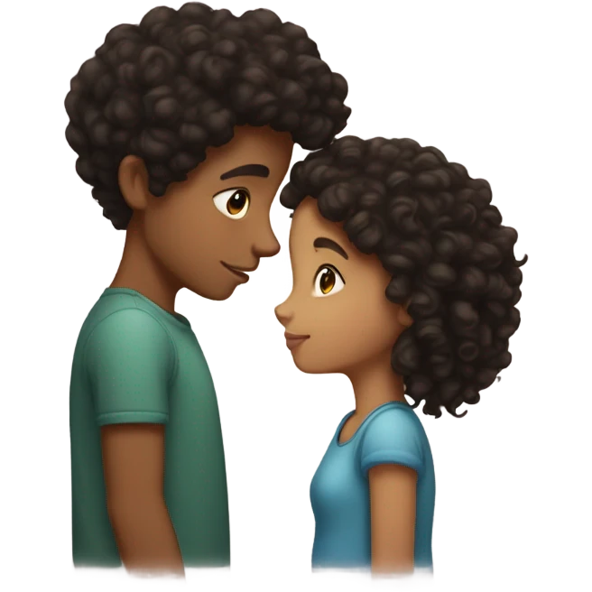 Lightskin boy with curly black hair kissing a curly brown hair white girl  emoji
