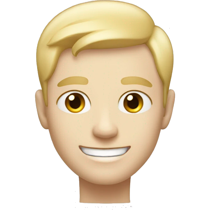 confident happy clean shaven pale man with short blonde hair emoji