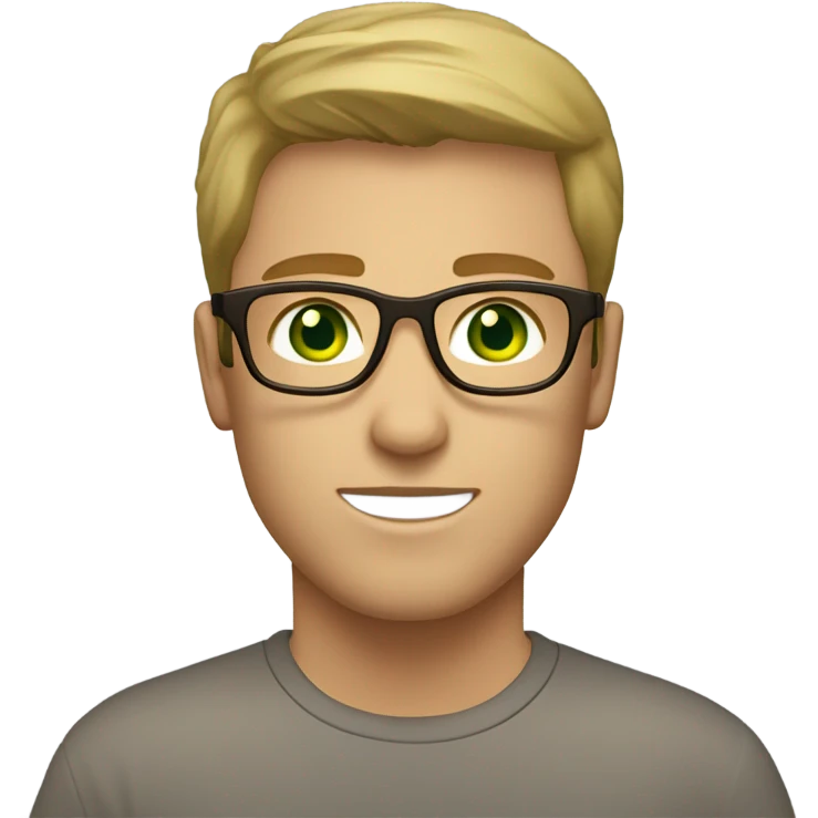 light skinned Caucasian male, green eyes, brown glasses and light stubble emoji