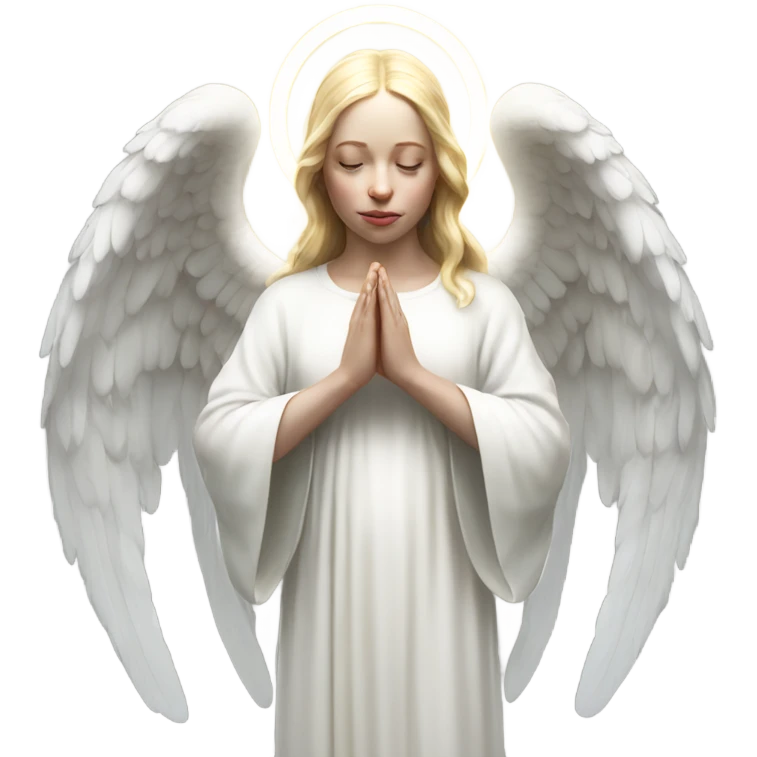 Hyper Realistic pale praying angel full body with halo emoji