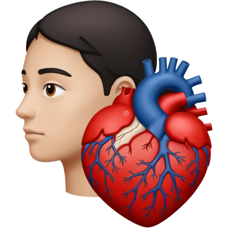 Half of his heart is black and the other half is white. emoji