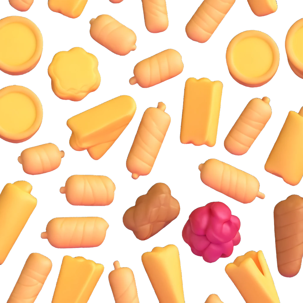 row of 3d food snacks emoji