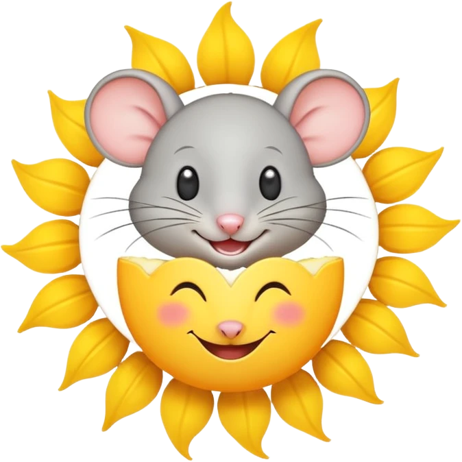 A gray mouse inside of a sun ☀️ 🐭 emoji