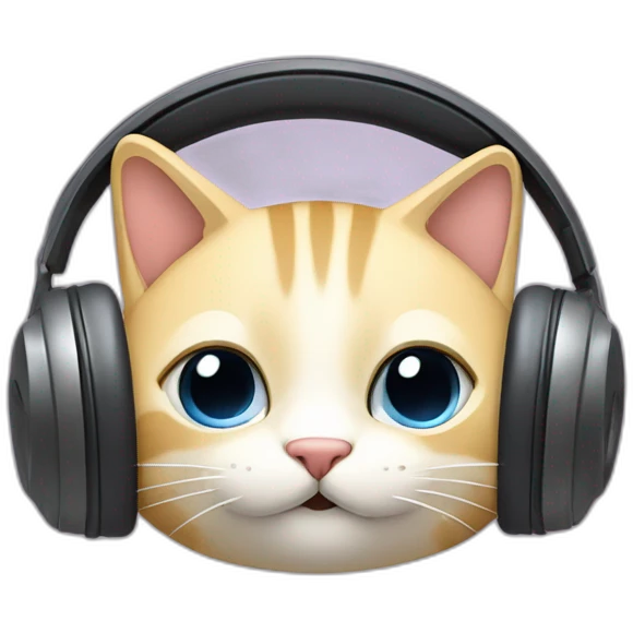 Casque de musique avec des oreilles de chat dessus emoji