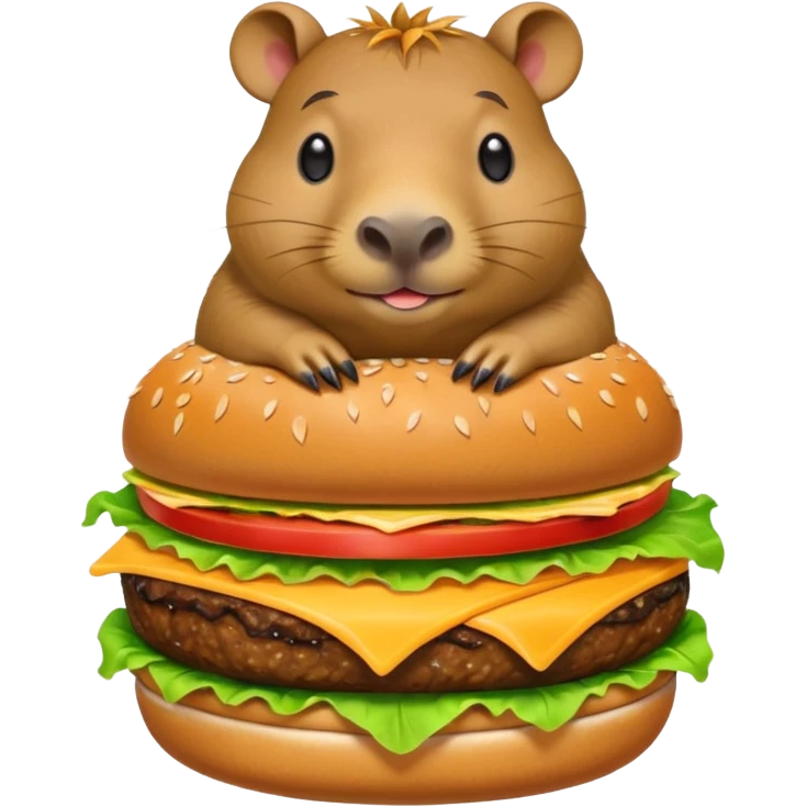 capybara sitting on a burger emoji